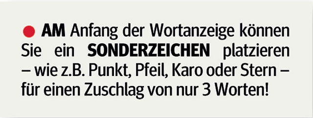 Wortanzeige mit Sonderzeichen