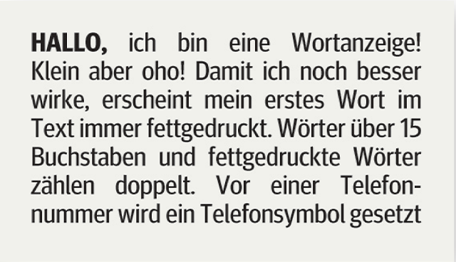 Wortanzeige Allgemein