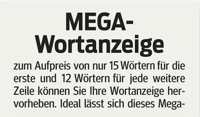 Megawortanzeige